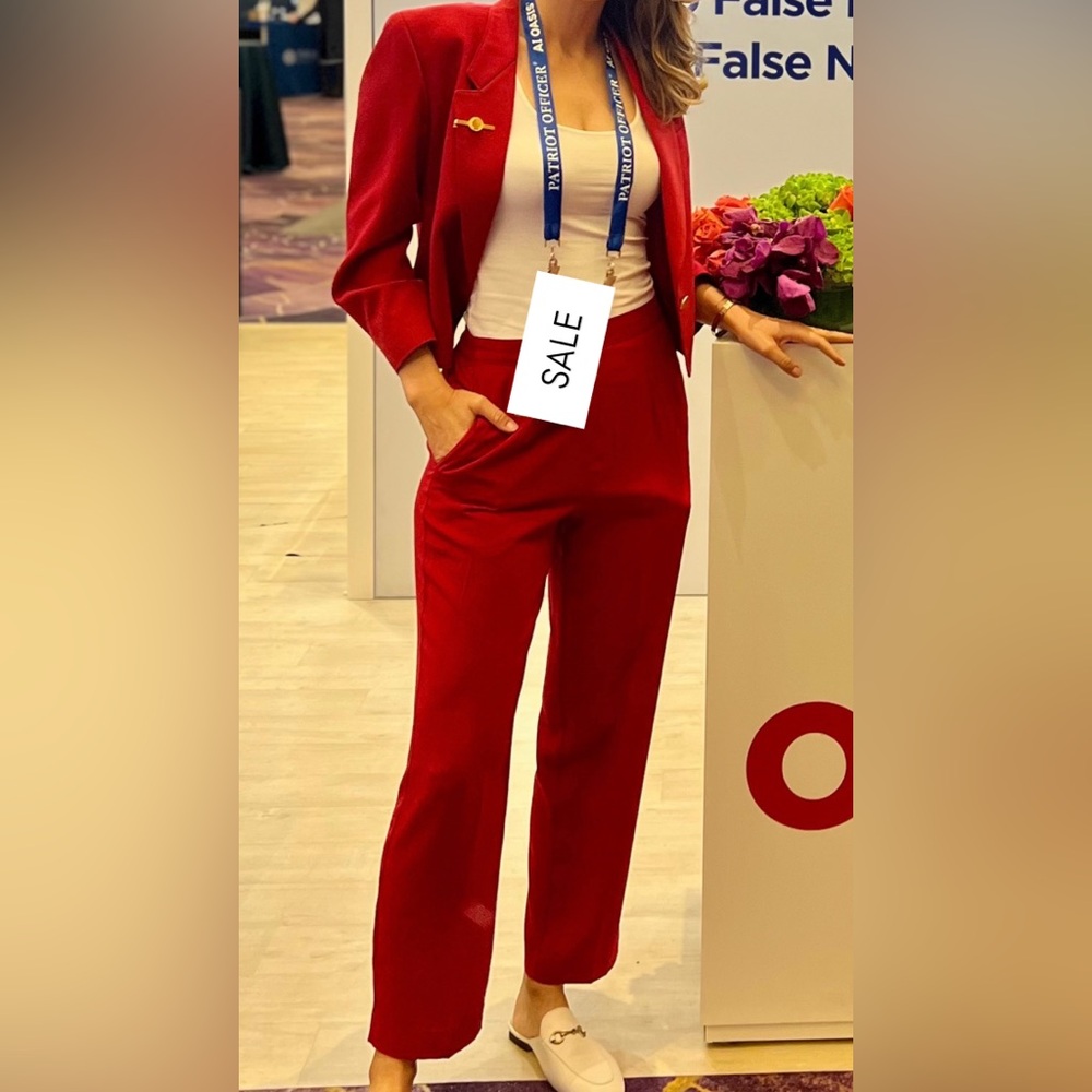 Vintage Elegant Red Pant Suit + Blazer Petite Small